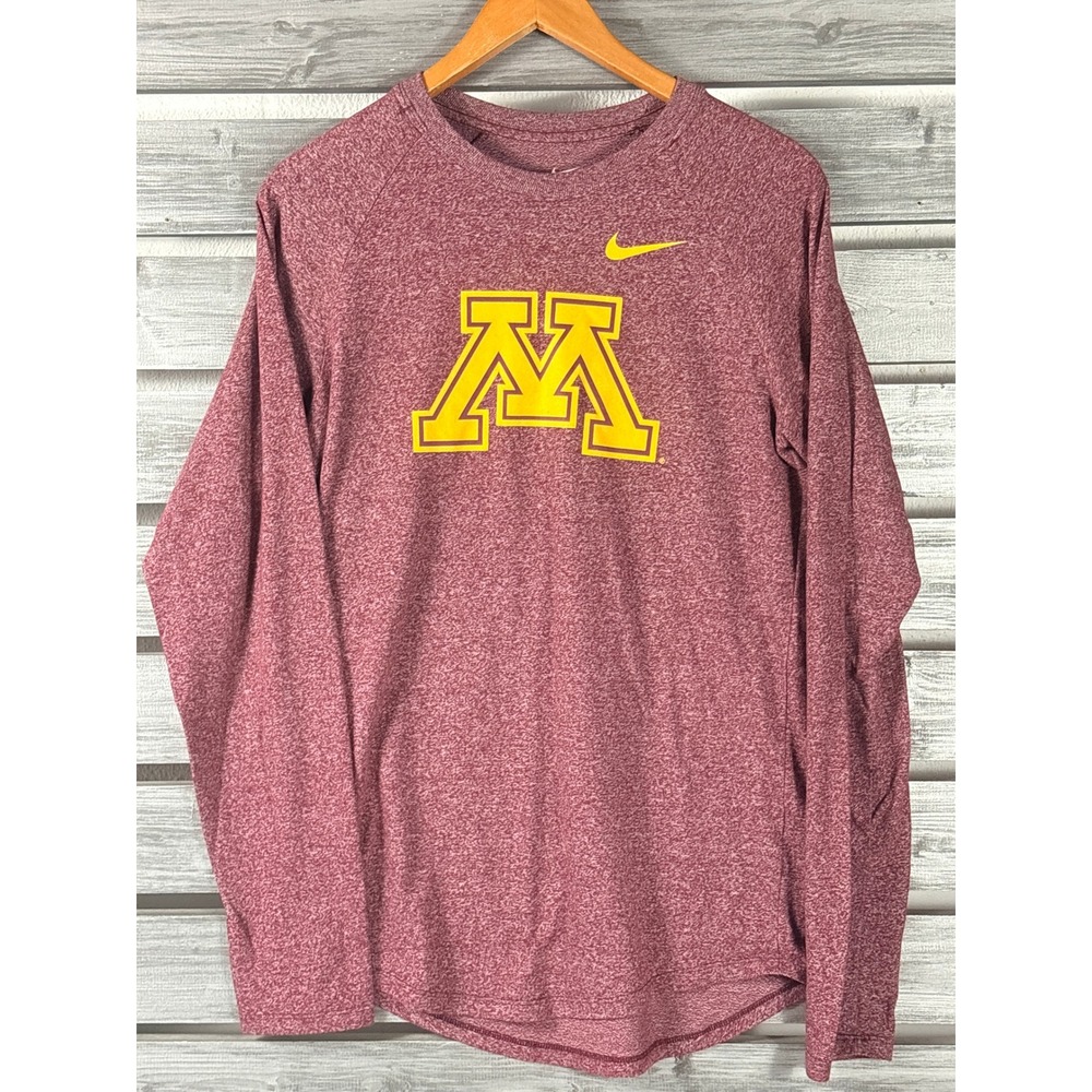 Nike Minnesota Golden Gophers Mens Small Long Sleeve Heathered Maroon Tee Shirt